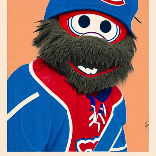 Prompt: Montreal Canadiens Mascot Youppi Habs Profile Picture by Sachin Teng, asymmetrical, Organic Painting , Matte Painting, geometric shapes, hard edges, graffiti, street art,:2 by Sachin Teng:4