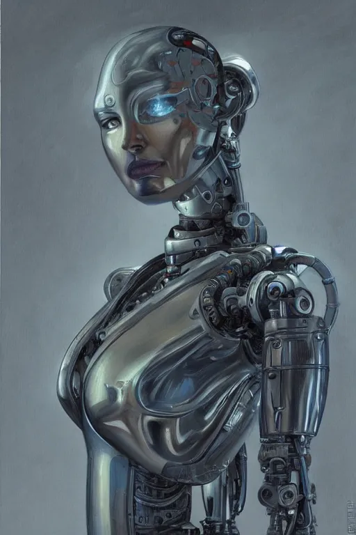 Image similar to portrait of robot, by giancola, very detailed art, elegant, sophisticated, high resolution, smooth