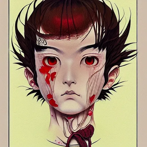 Image similar to prompt: Portrait painted in Miyazaki color style drawn by Katsuhiro Otomo and Takato Yamamoto, inspired by Fables, china doll face, smooth face feature, intricate oil painting, high detail, sharp high detail, manga and anime 2000