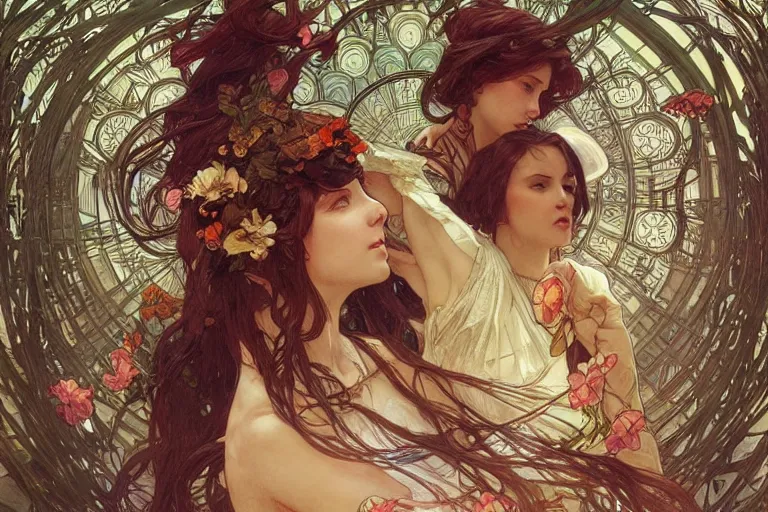 Prompt: a garden of sound, beautiful, intricate, highly detailed concept art by artgerm and greg rutkowski and alphonse mucha