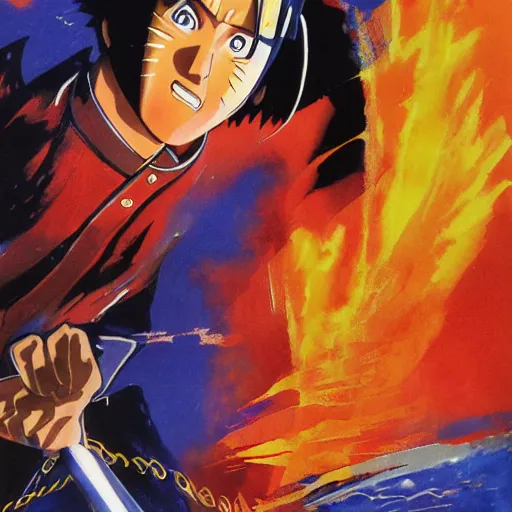 Prompt: photorealistic picture, by bob peak and alex ross, naruto movie poster, in 1 9 8 4, gouache and wash paints, fine details, fine intricate, fine facial proportionate, fine body proportionate, fine fix broken line, fine fix duplicate line, smooth focus, sharp details, bokeh, 4 k, 5 k extremely details