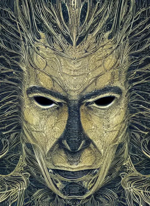 Image similar to glowing silver and golden elements, full close-up portrait, vector crow from unsplash, book cover, green forest, white moon, establishing shot, extremly high detail, photo-realistic, cinematic lighting, pen and ink, intricate line drawings, by Yoshitaka Amano, Ruan Jia, Kentaro Miura, Artgerm, post processed, concept art, artstation, matte painting, style by eddie mendoza, raphael lacoste, alex ross