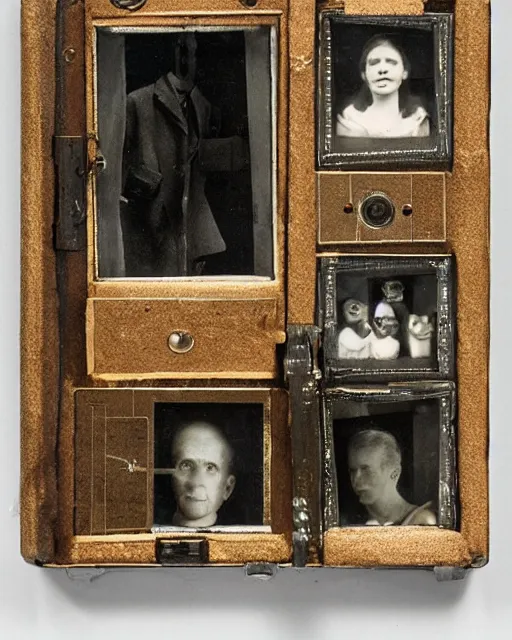 Image similar to a well - lit, detailed museum archive photograph of a memory box by joseph cornell