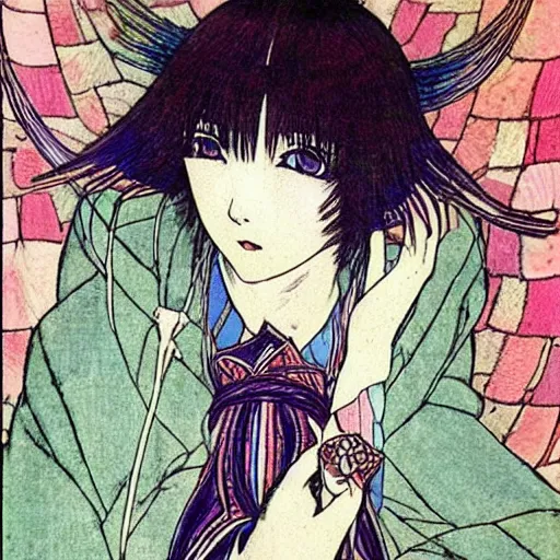 Image similar to anime girl, artwork by Harry Clarke, highly detailed, anime, manga