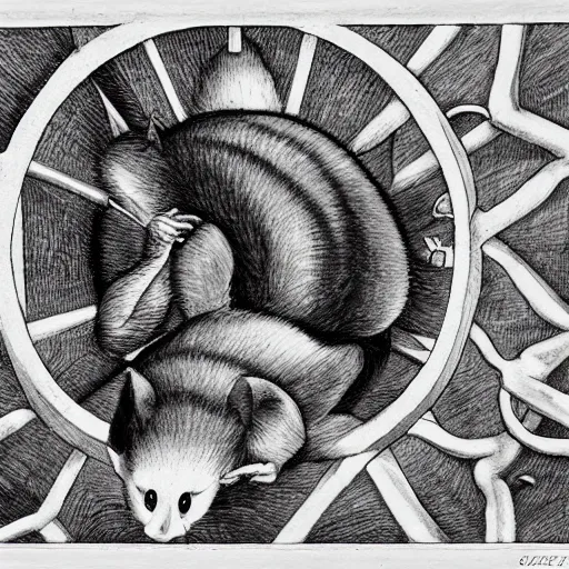 Prompt: possum, escher style