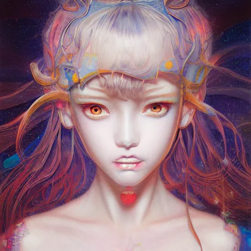 Image similar to prompt : portrait soft light painted by james jean and katsuhiro otomo, magical eyes, inspired by sailor moon anime, smooth face feature, intricate oil painting, high detail, sharp high detail, manga and anime