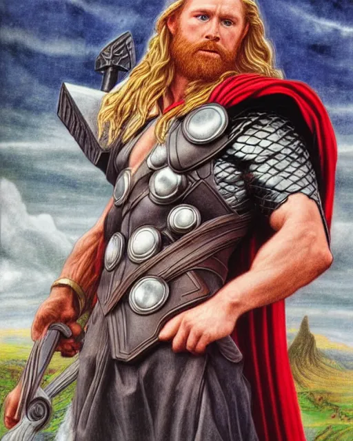 Image similar to thor by evelyn de morgan, hd, hyper detailed, 4 k