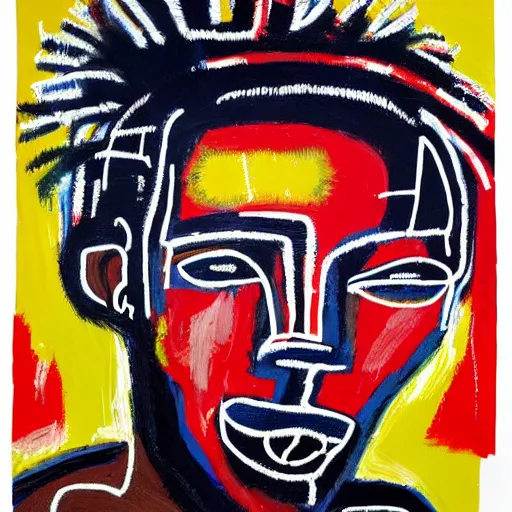 Image similar to A extremely highly detailed majestic hi-res beautiful immaculate head and shoulders painting of a strong black african man by Jean-Michel Basquiat, 8k, high textures, hyper sharp, insanely detailed and intricate, super detailed, 4k HDR high quality