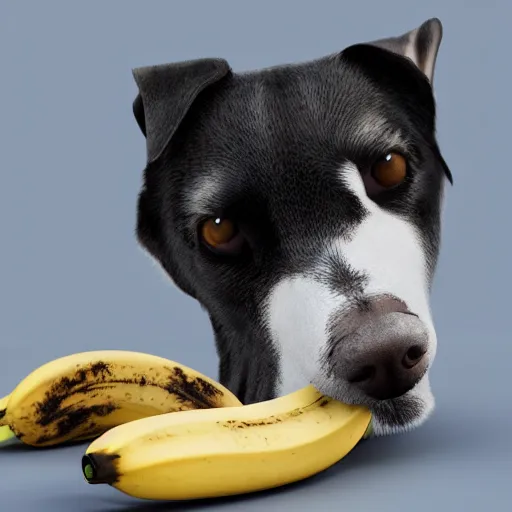 Prompt: dog eating banana realistic 8 k,