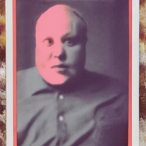 Image similar to color polaroid portrait of a fat man by andy warhol. holga, lomo