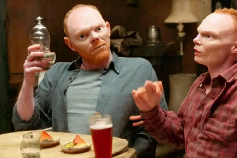 Prompt: a film still of Bill burr in amelie, high quality