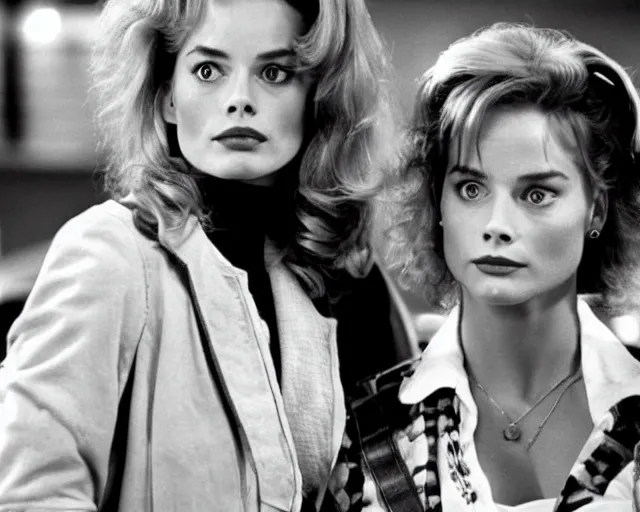 Image similar to margot robbie as lea thompson as lorraine baines in back to the future, 1985, cdx