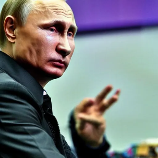 Prompt: Vladimir Putin as Cyberpunk