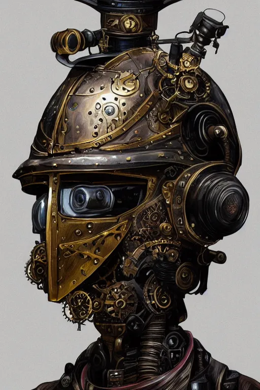 Image similar to steampunk helmet fantasy art mask robot ninja stylized digital illustration sharp focus, elegant intricate digital painting artstation concept art global illumination ray tracing advanced technology chaykin howard and campionpascale and cooke darwyn and davis jack