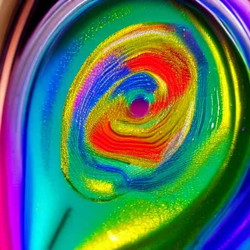 Image similar to extreme close up on an iridescent lollipop 80mm lens