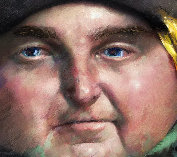 Image similar to a hyper-detailed portrait of Eric Cartman by Craig Mullins; oil on canvas; trending on artstation; 90mm; f/1.4