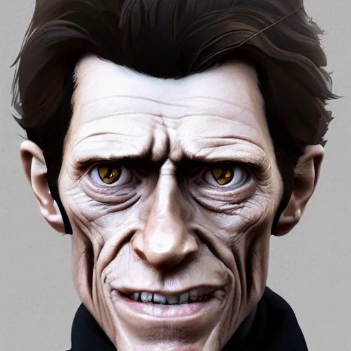 Image similar to portrait of willem dafoe the bogeyman, bleak and oppressive atmosphere, distress, mattepainting concept blizzard pixar maya engine on stylized background splash comics global illumination lighting artstation, sharp focus, lois van baarle, ilya kuvshinov, rossdraws