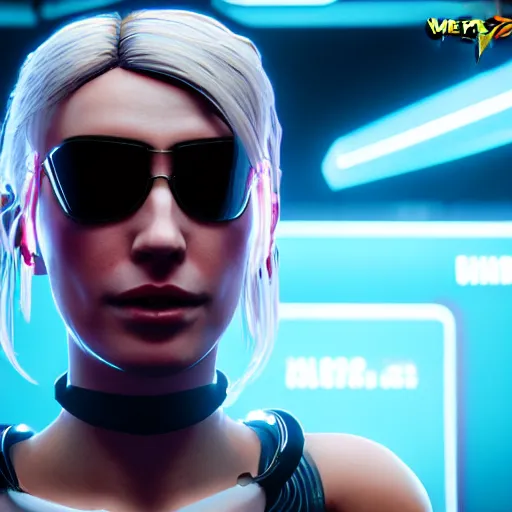 Image similar to female V from Cyberpunk 2077 wearing spiked choker, collar, choker, punk, collar, 4K