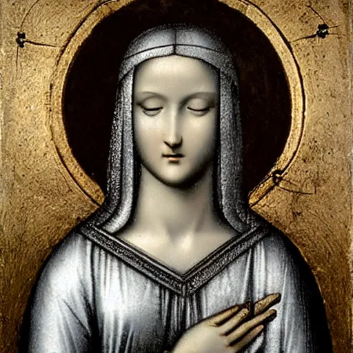 Image similar to silver haired Madonna Litta, by Leonardo da Vinci