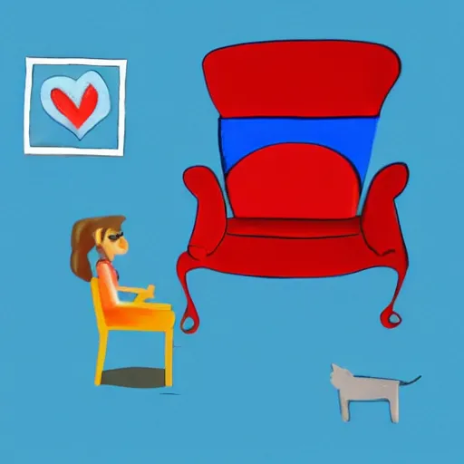 Image similar to a blue guy sitting in a blue chair, blue house, outside, blue woman, blue dog, blue cat, blue car, 4k