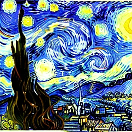 Prompt: van gogh's starry night with a banana