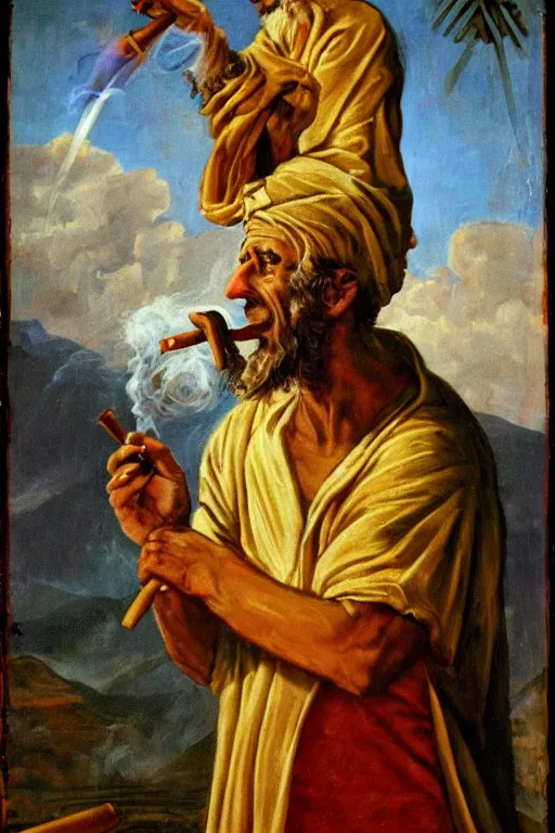 Image similar to god smoking a cuban cigar