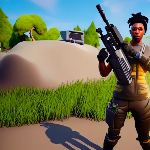 Prompt: artis rock as a fortnite character, screenshot from fortnite, 3 d unreal engine render