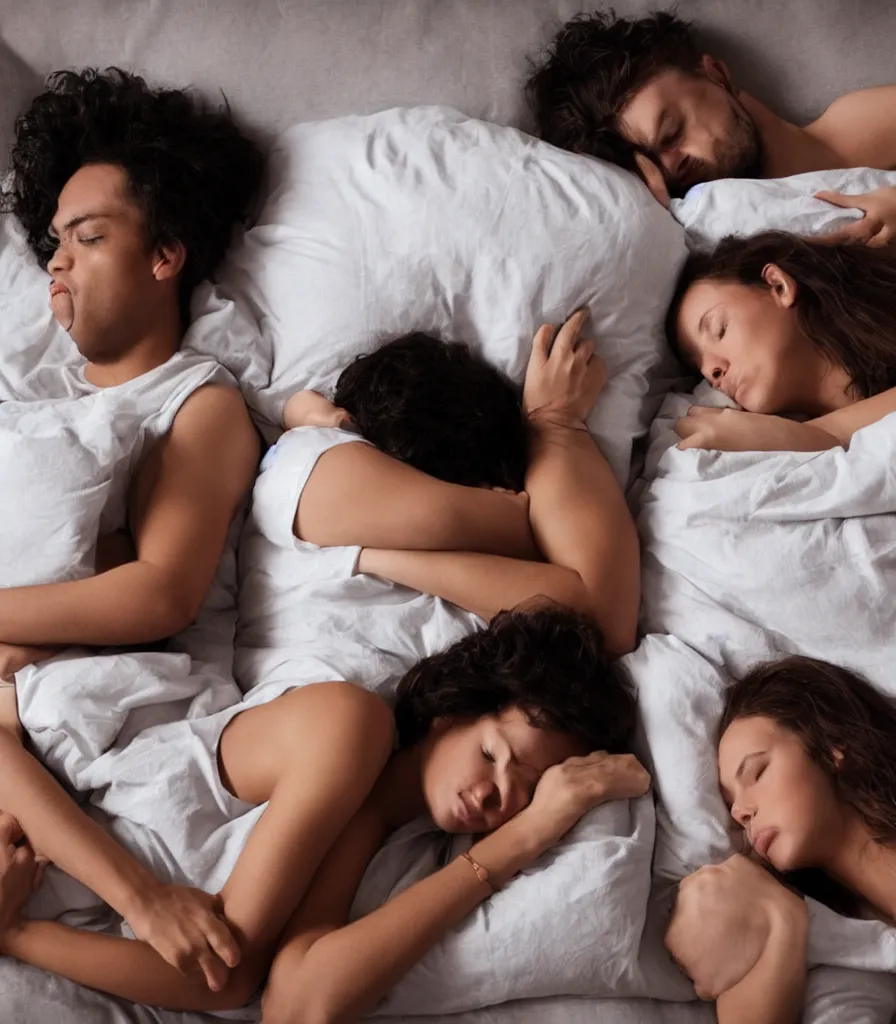 Image similar to why do we sleep with each other? realistic