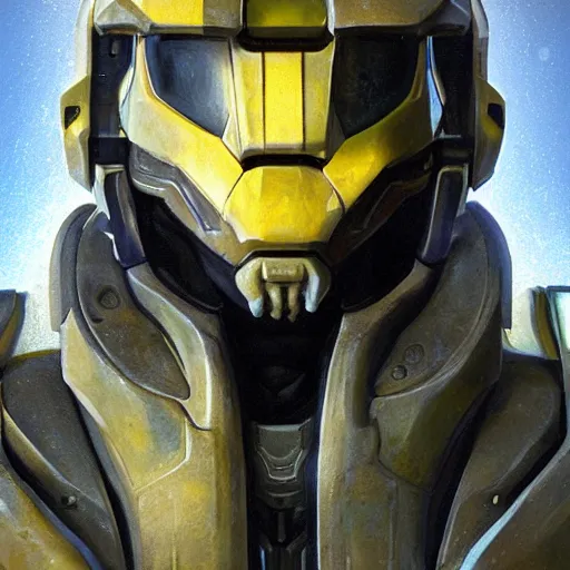 Prompt: a portrait of prophet of truth from halo as a bee, 8k, oil painting, realistic lighting