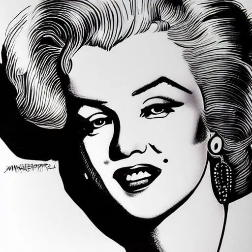 Image similar to “ a detailed portrait of marilyn monroe drawn by junji ito ”