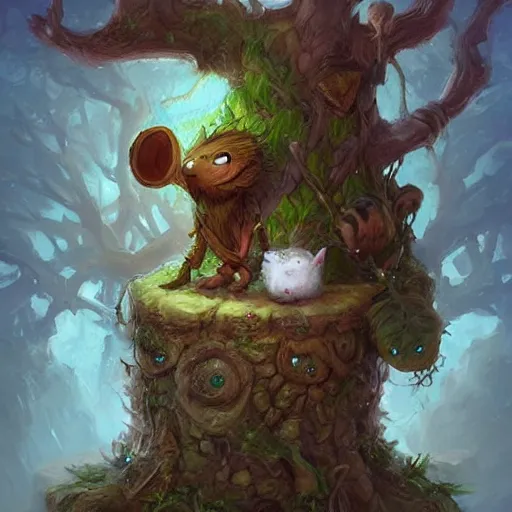 Image similar to cute little anthropomorphic tree!!!!, bark!!! skin, tiny, small, short, cute and adorable, pretty, beautiful, dnd character art portrait, matte fantasy painting, deviantart artstation, by jason felix by steve argyle by tyler jacobson by peter mohrbacher, cinema