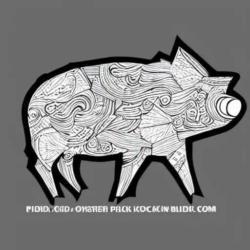 Image similar to full body side view of a pig wearing a crown thick lines black and white logo vector 8k