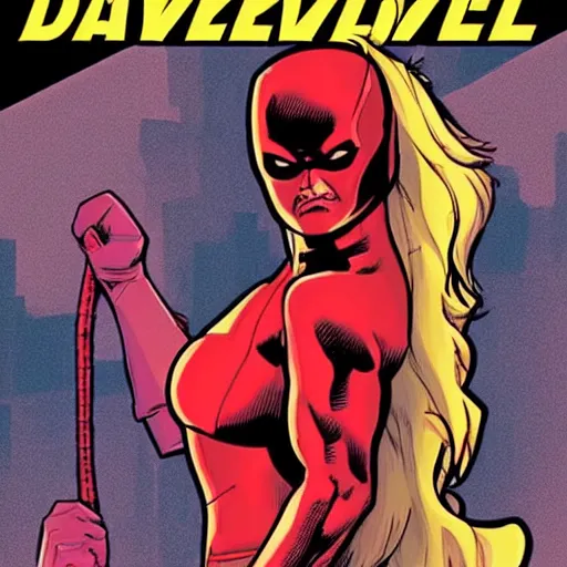 Prompt: female daredevil, comic book cover