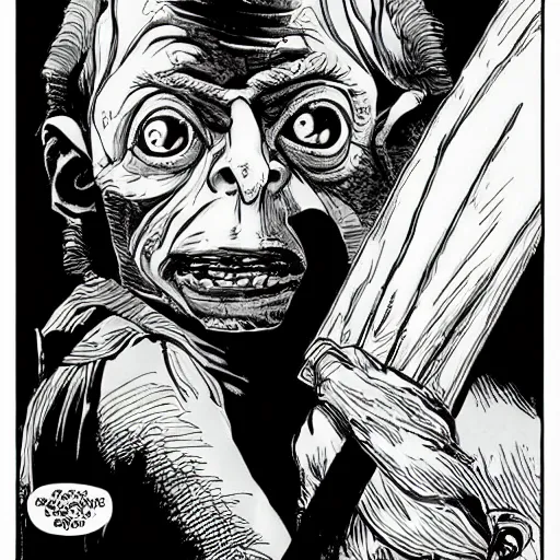 Prompt: portrait of gollum as napoleon by becky cloonan