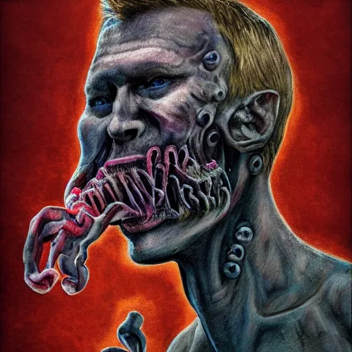 Image similar to navalny became cringe ugly lovecraftian degenerate abomination, photo - realistic, color image, 2 k, highly detailed, bodyhorror, occult art