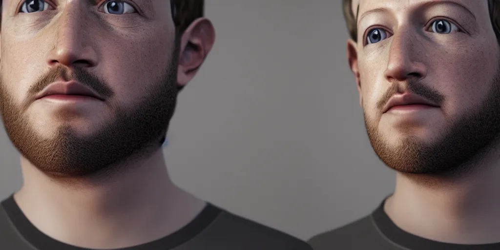 Image similar to mark zuckerberg with long beautiful beards, realistic 3 d render