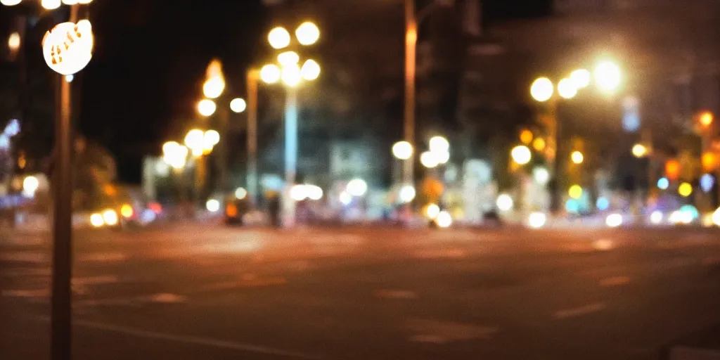 Prompt: photography bokeh soft focus light city night streetlights
