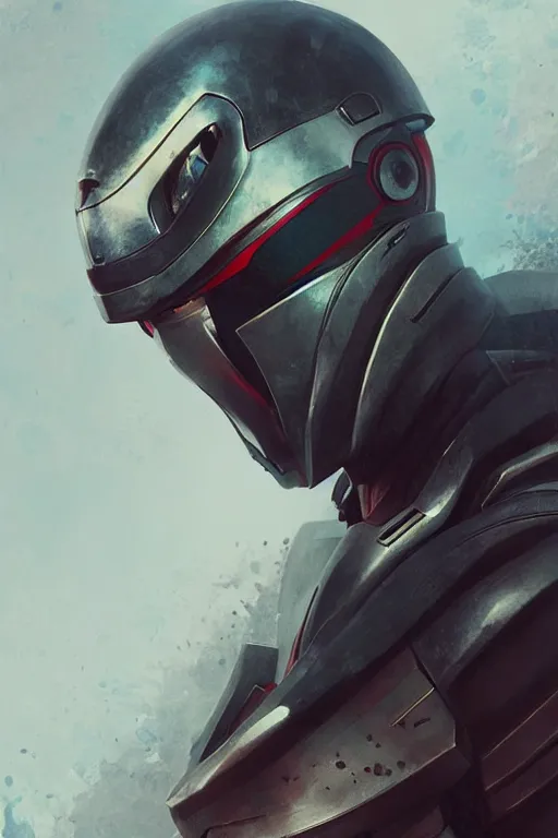 Image similar to portrait of a kamen rider rx with japanese armor and helmet, art by greg rutkowski, matte painting, trending on artstation