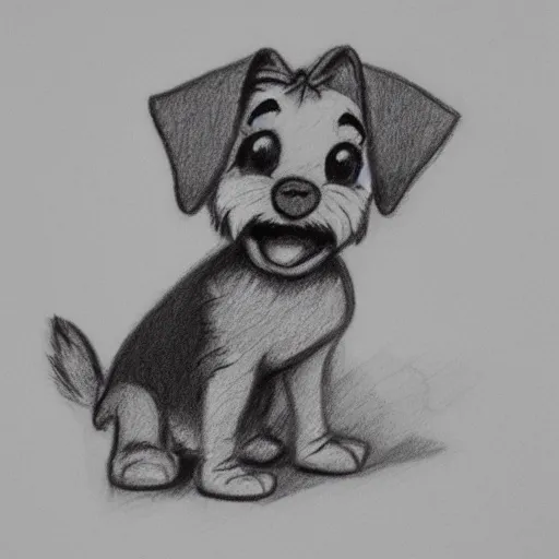 Image similar to milt kahl pencil sketch of happy mini schnauzer