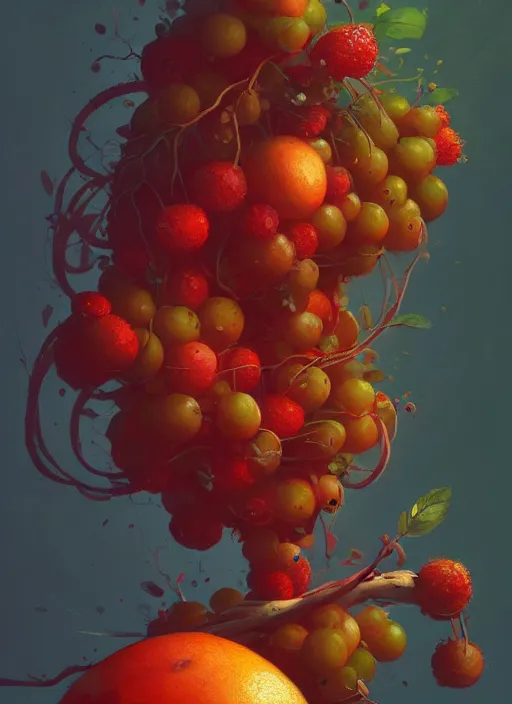 Prompt: a post - an experimental new delicious fruit vibrant color scheme, highly detailed, in the style of romanticism, cinematic, artstation, moebius, greg rutkowski