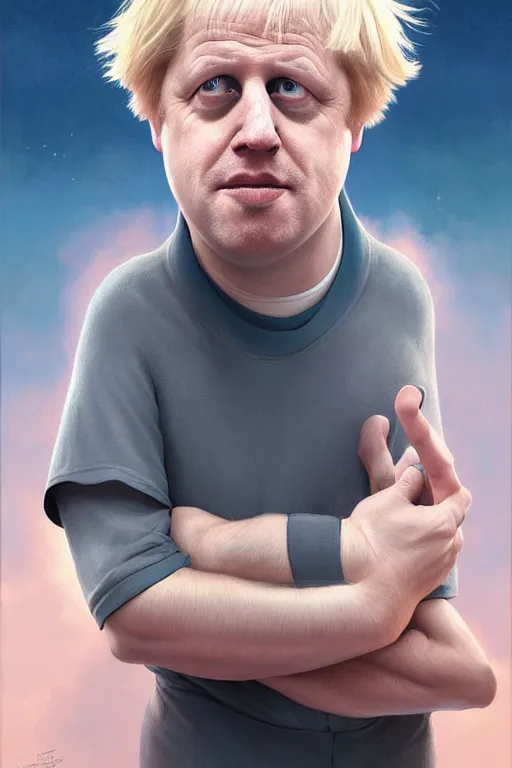 Image similar to boris johnson as patrick the star from sponge bob, realistic portrait, symmetrical, highly detailed, digital painting, artstation, concept art, smooth, sharp focus, illustration, cinematic lighting, art by artgerm and greg rutkowski and alphonse mucha