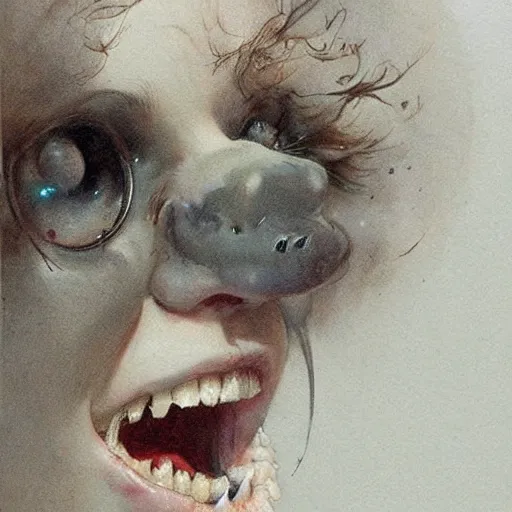 Prompt: (((((Invisalign teeth . muted colors.))))) by Jean-Baptiste Monge !!!!!!!!!!!!!!!!!!!!!!!!!!!