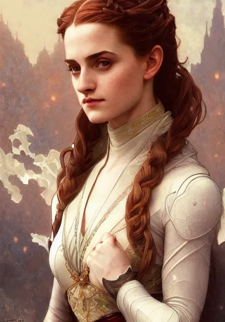 Image similar to sansa emma watson on dragon, intricate, elegant, highly detailed, digital painting, artstation, concept art, smooth, sharp focus, illustration, art by artgerm and greg rutkowski and alphonse mucha and william - adolphe bouguereau