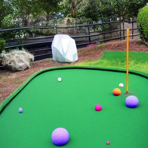 Image similar to Liminal space in outer space!!!!!, mini golf course