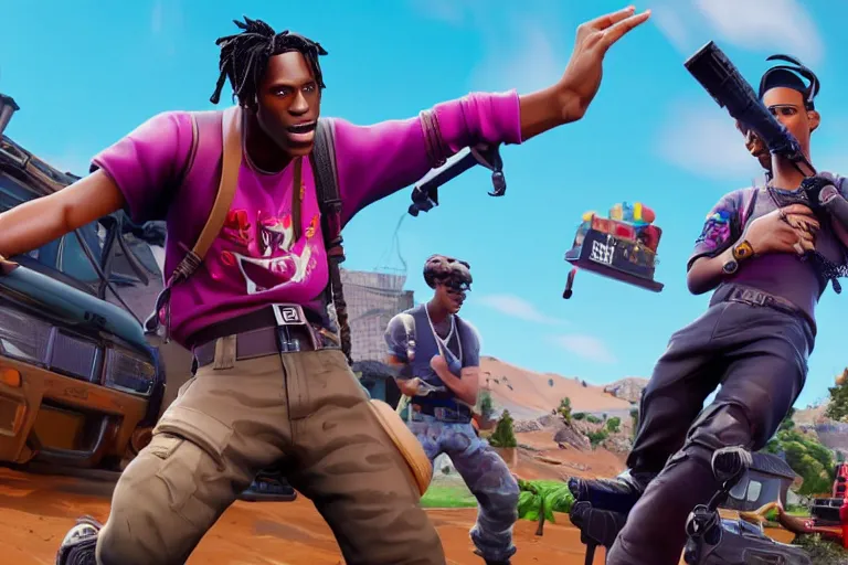 Image similar to Travis Scott fortnite playstation 5 mcdonalds