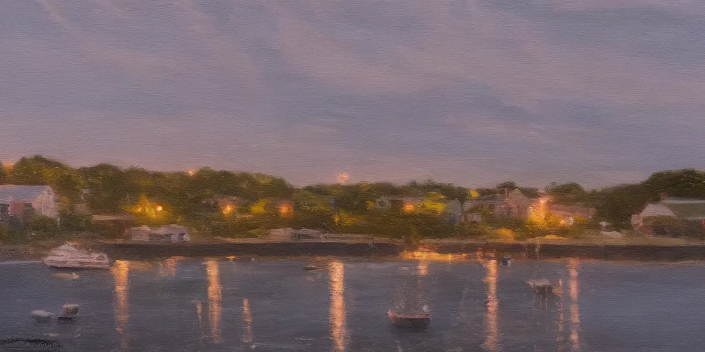 Prompt: South Kingstown Rhode Island, cinematic lighting, detailed oil painting, hyperrealistic, 8k