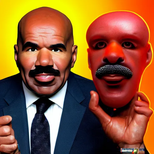 Prompt: steve harvey posing next to a nuclear bomb, detailed face, 4 k, deviantart