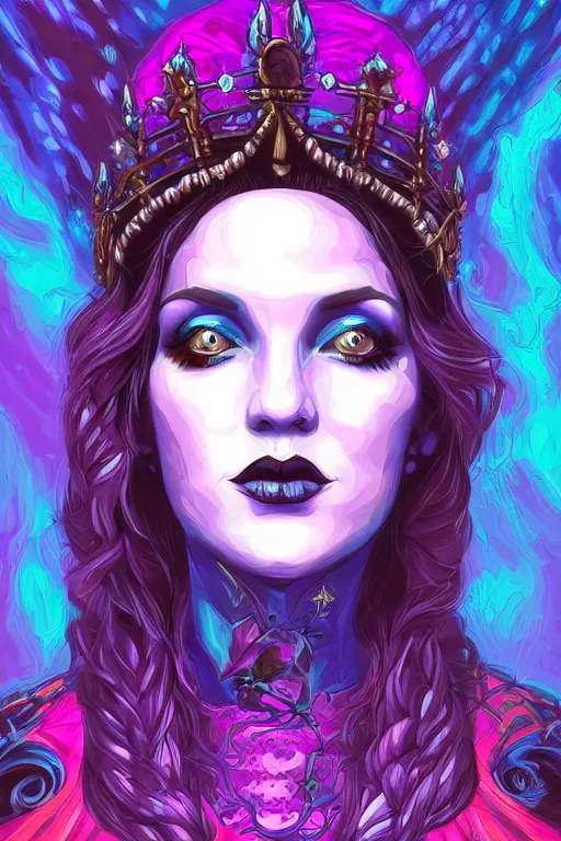 Image similar to portrait of jewel beautiful goth girl queen in the style of Rob Lefield and Dan Mumford , trending on artstation, digital art,surrealism ,macro,blueprint ,vaporwave ,