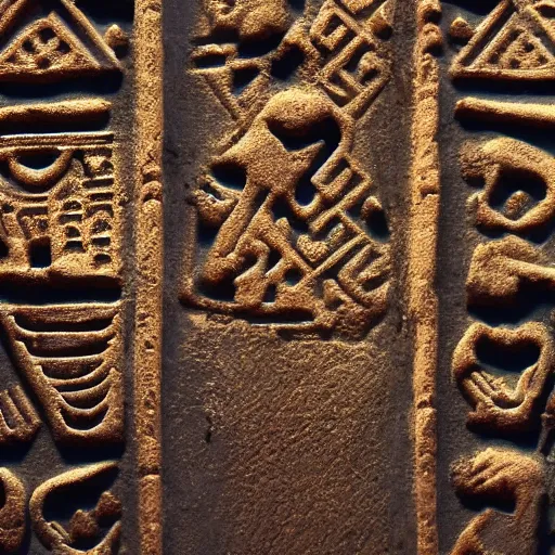 Prompt: macro photo of 3D Facebook icon in ancient Egyptian design, single ancient clay tablet, intricate very detailed pattern, national geographic