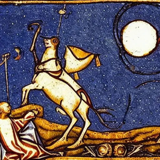 Prompt: the moon landing, medieval art style